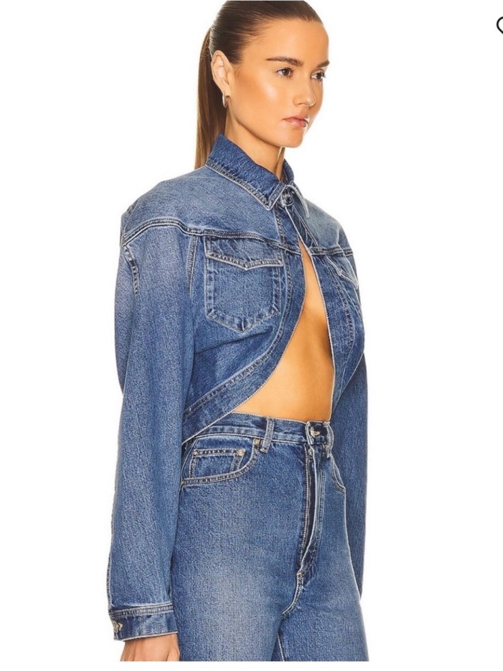 Alaïa Denim Bolero Style Jacket - Size 36 FR/4 US - Picture 3 of 11